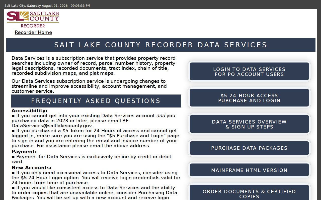 Cottonwood Heights people search through Salt Lake County Recorder Data Services