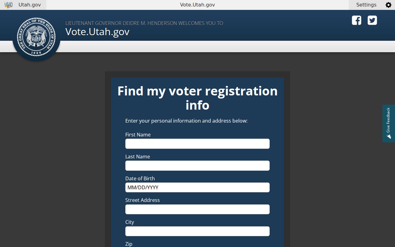 Cottonwood Heights voter registration lookup fields in Utah's personal search
