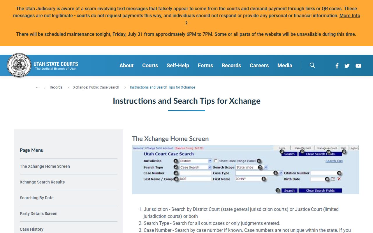Cottonwood Heights people search using Utah Xchange court controls